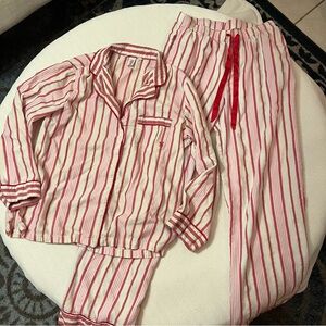 Victoria’s Secret red pink candy cane stripe flannel pajama set S